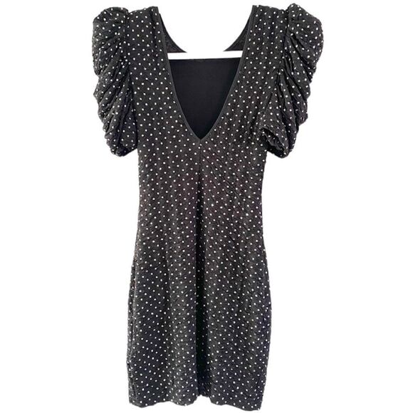 ✨HP✨Black Hague Rhinestone Puff Sleeve Mini Dress✨ - Picture 5 of 5